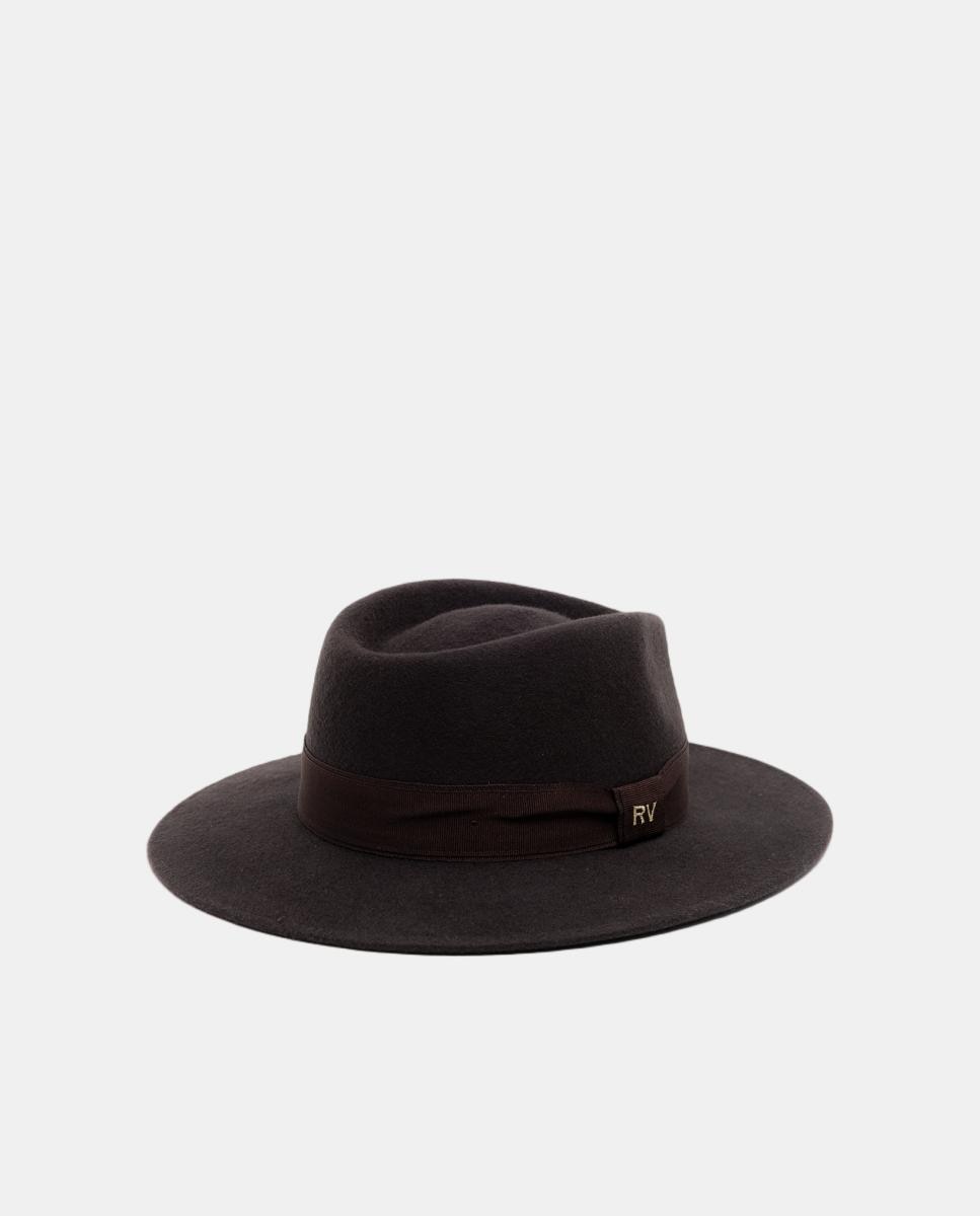 Sombrero de mujer fedora en fieltro - Roberto Verino - Marrón Marrón-3