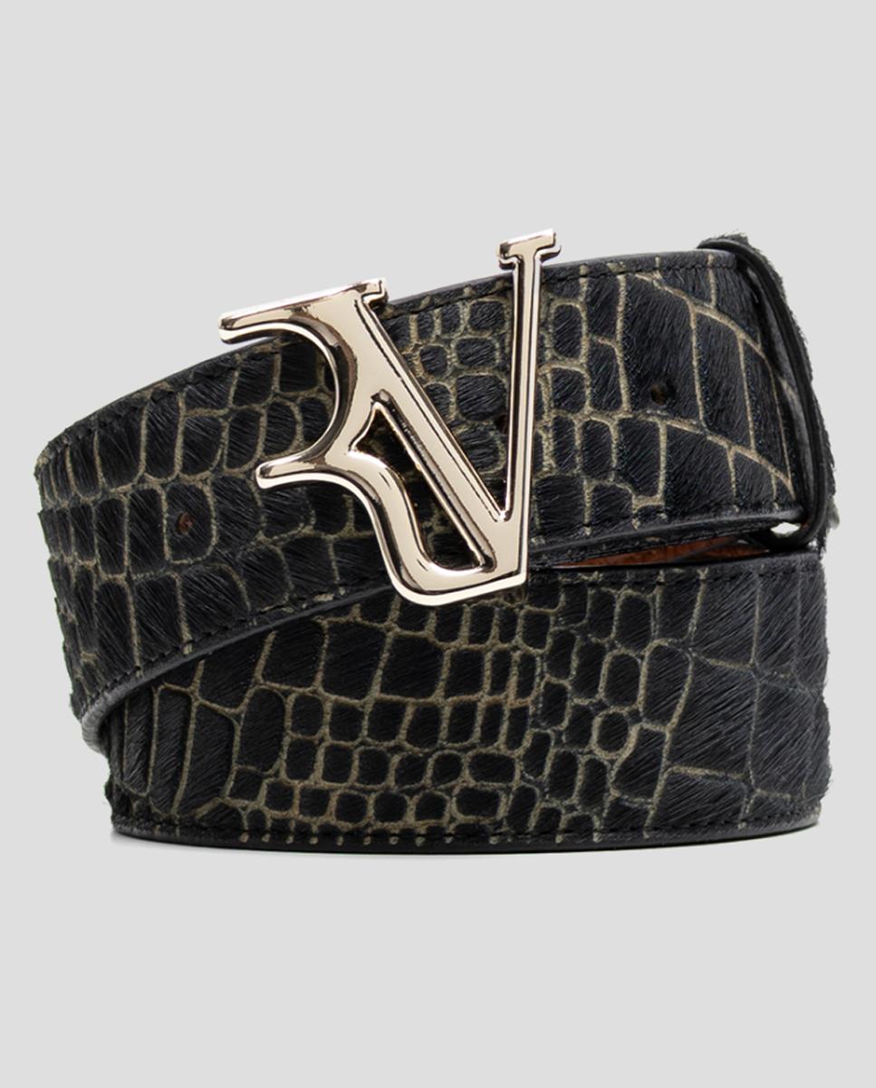 Cinto em Pele e Pelo com Animal Print Preto-2