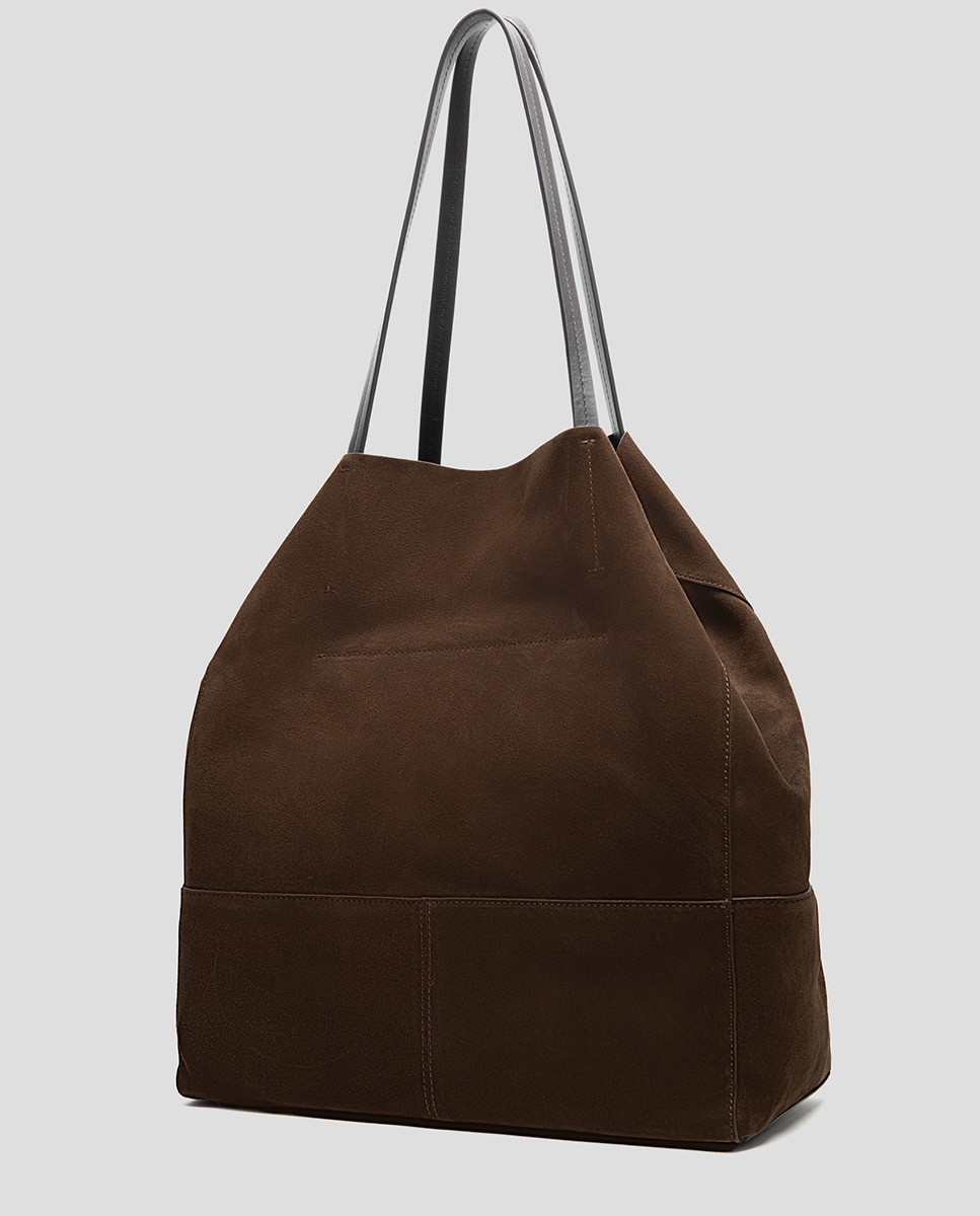 Mala Shopper Megan de Camurça Castanho-2