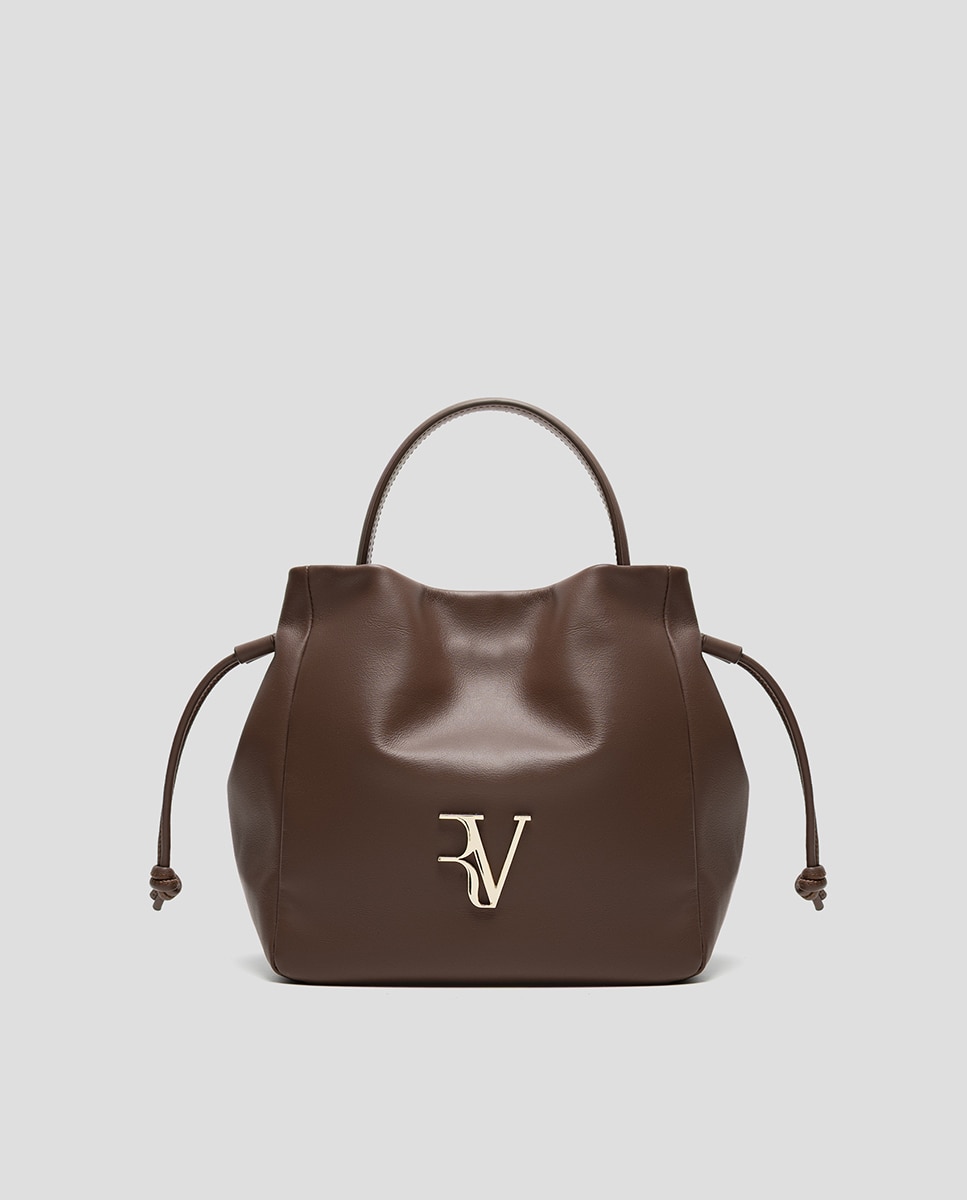 Bolso de mano de mujer Daniela Midi piel - Roberto Verino - Crudo Marrón-1