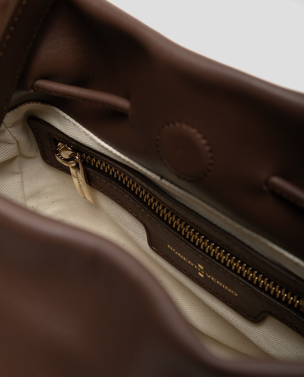 Bolso de mano de mujer Daniela Midi piel - Roberto Verino - Crudo Marrón-5
