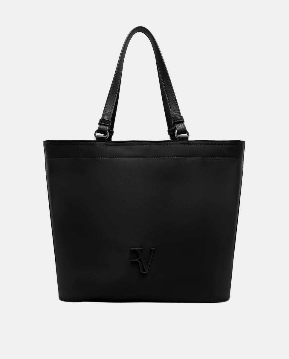 Mala Shopper Violeta de Nylon Preto-1