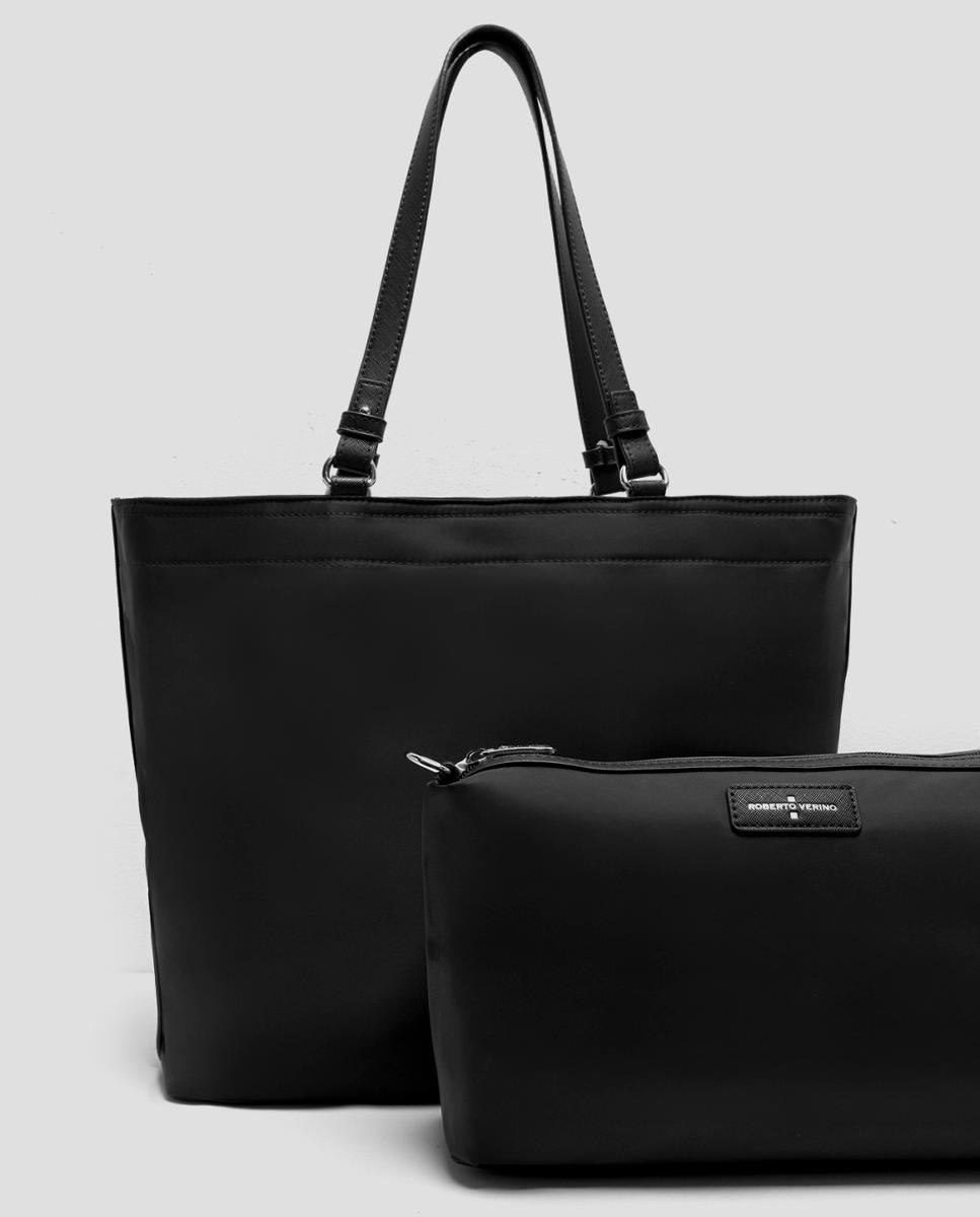 Mala Shopper Violeta de Nylon Preto-4