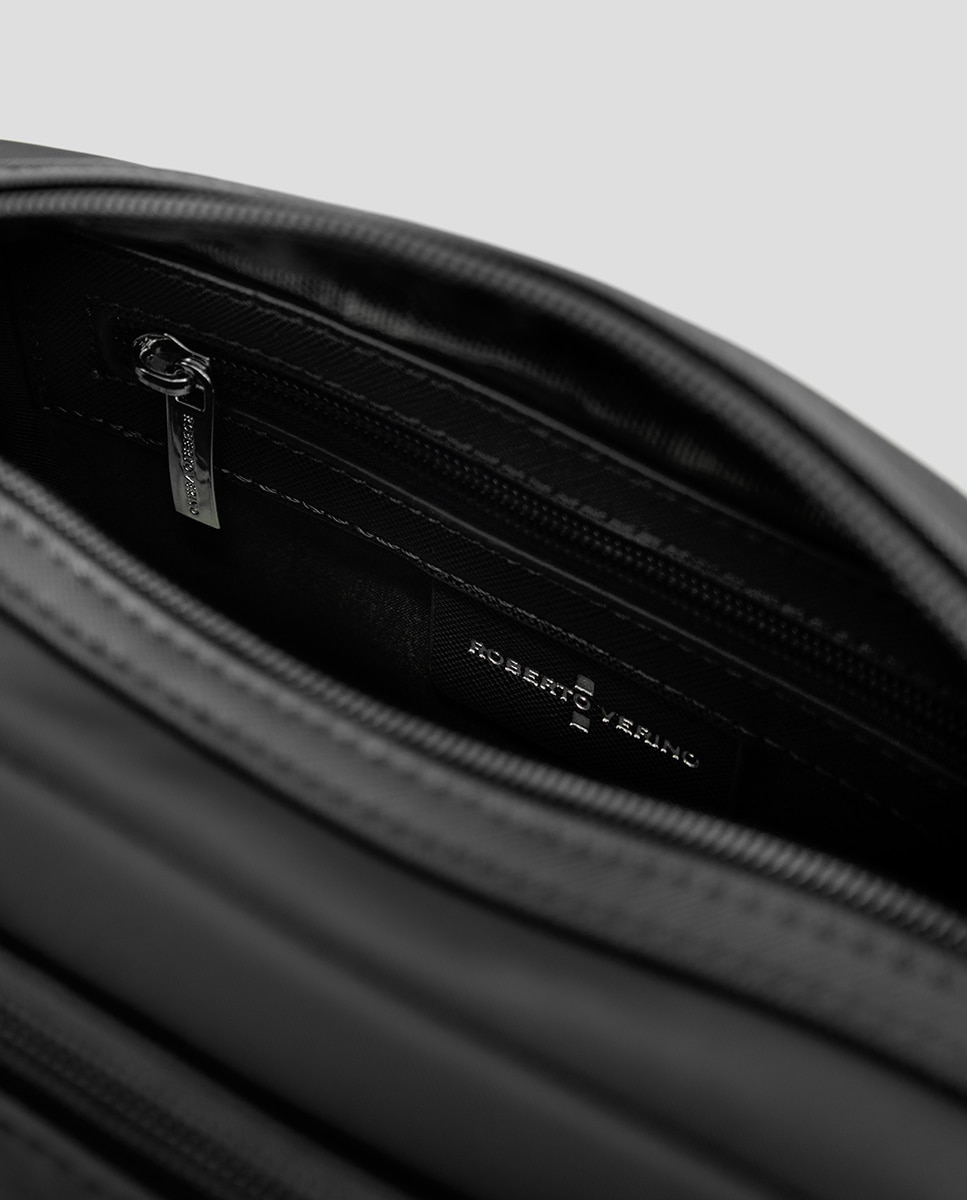 Mala a Tiracolo Violeta de Nylon Preto-4