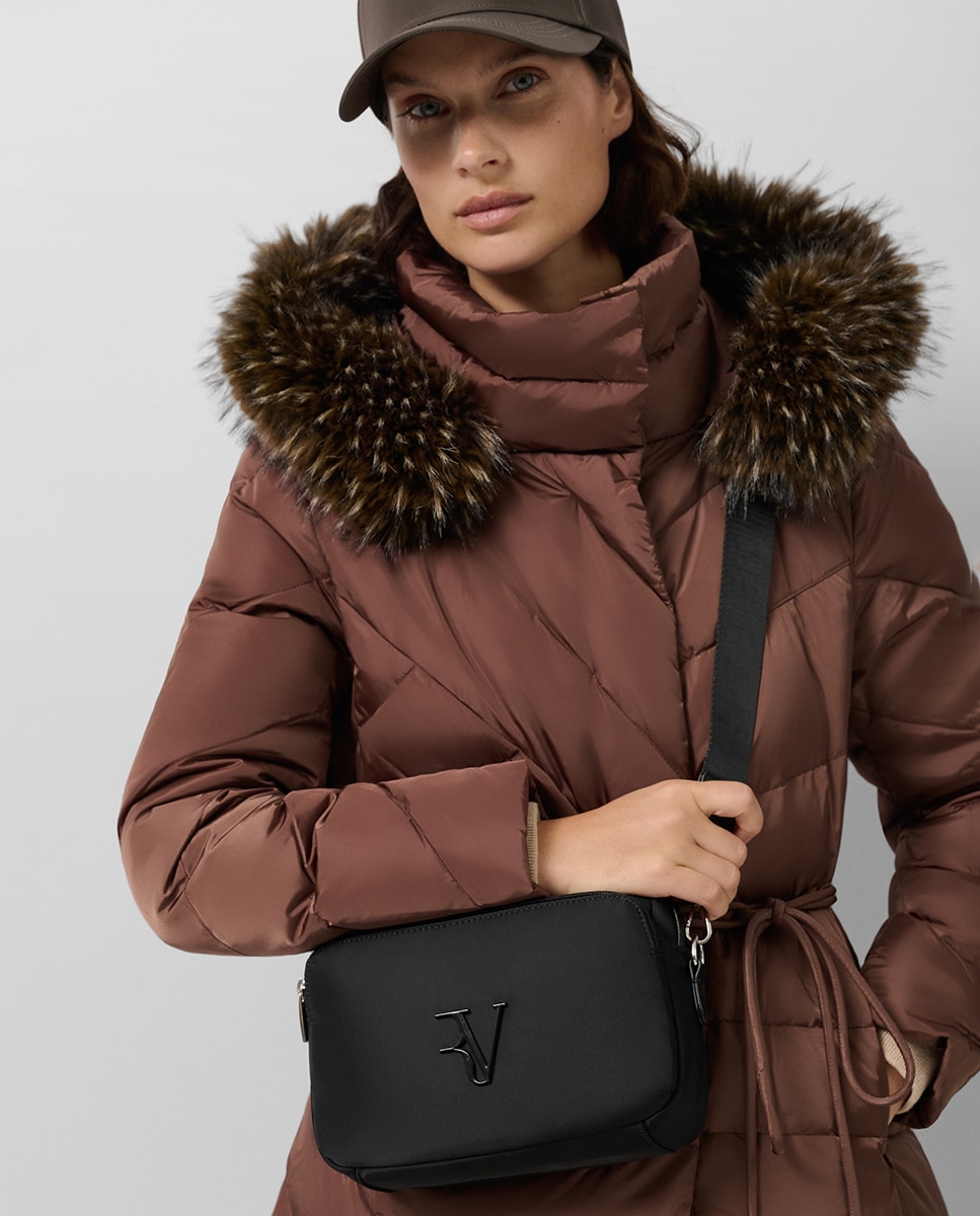 Mala a Tiracolo Violeta de Nylon Preto-6