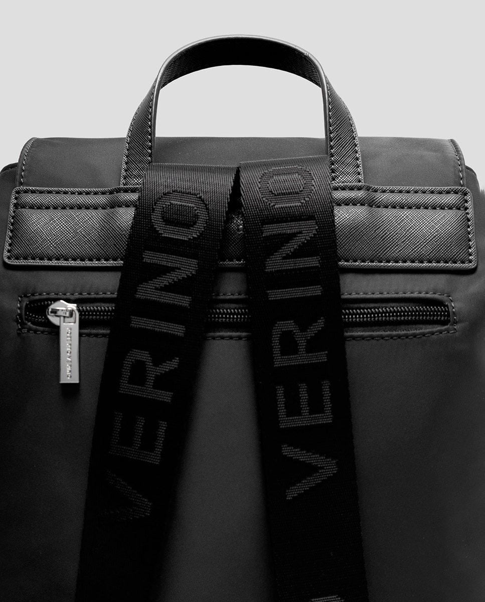 Mochila Violeta de Nylon Preto-5