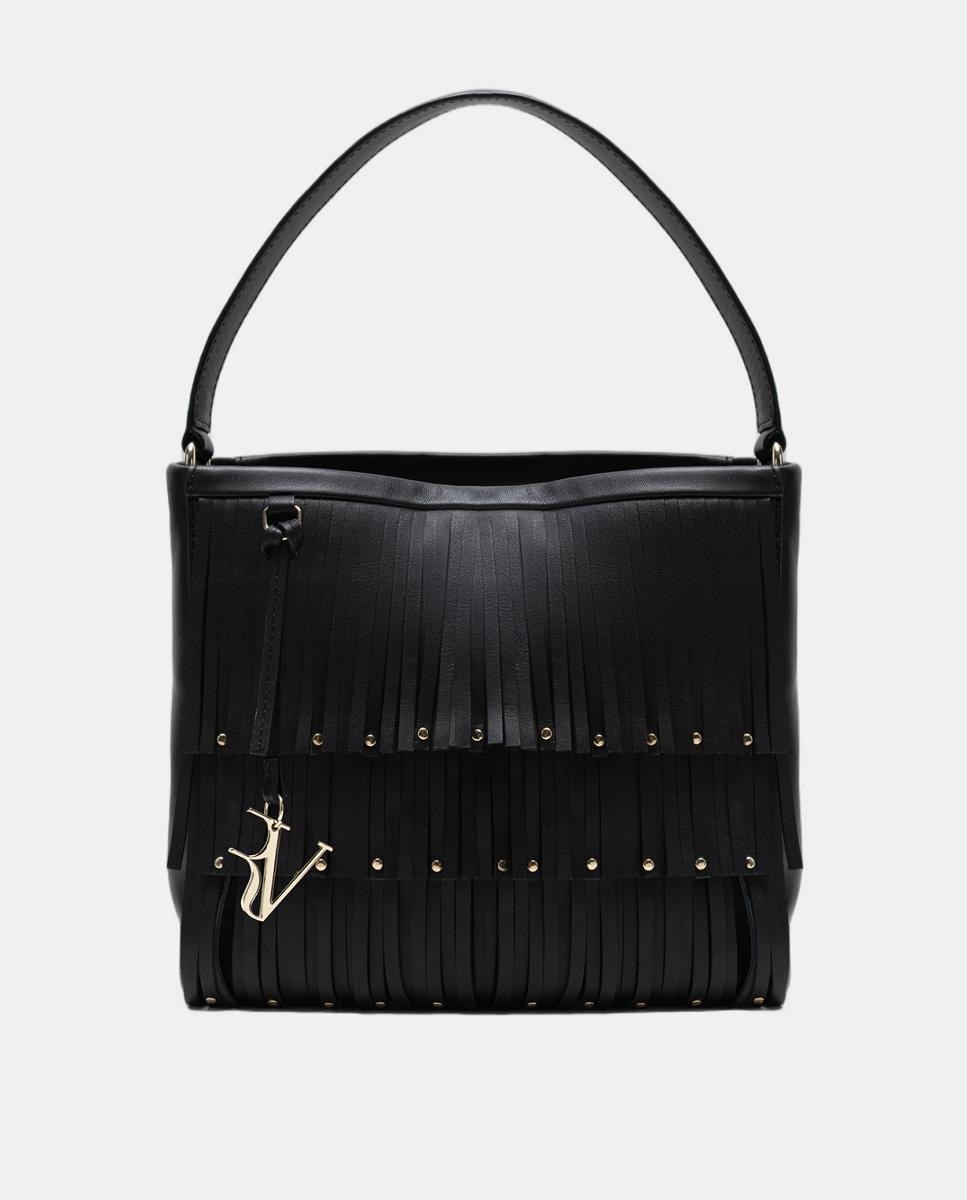 Mala Bucket Chloe com Franjas Preto-1