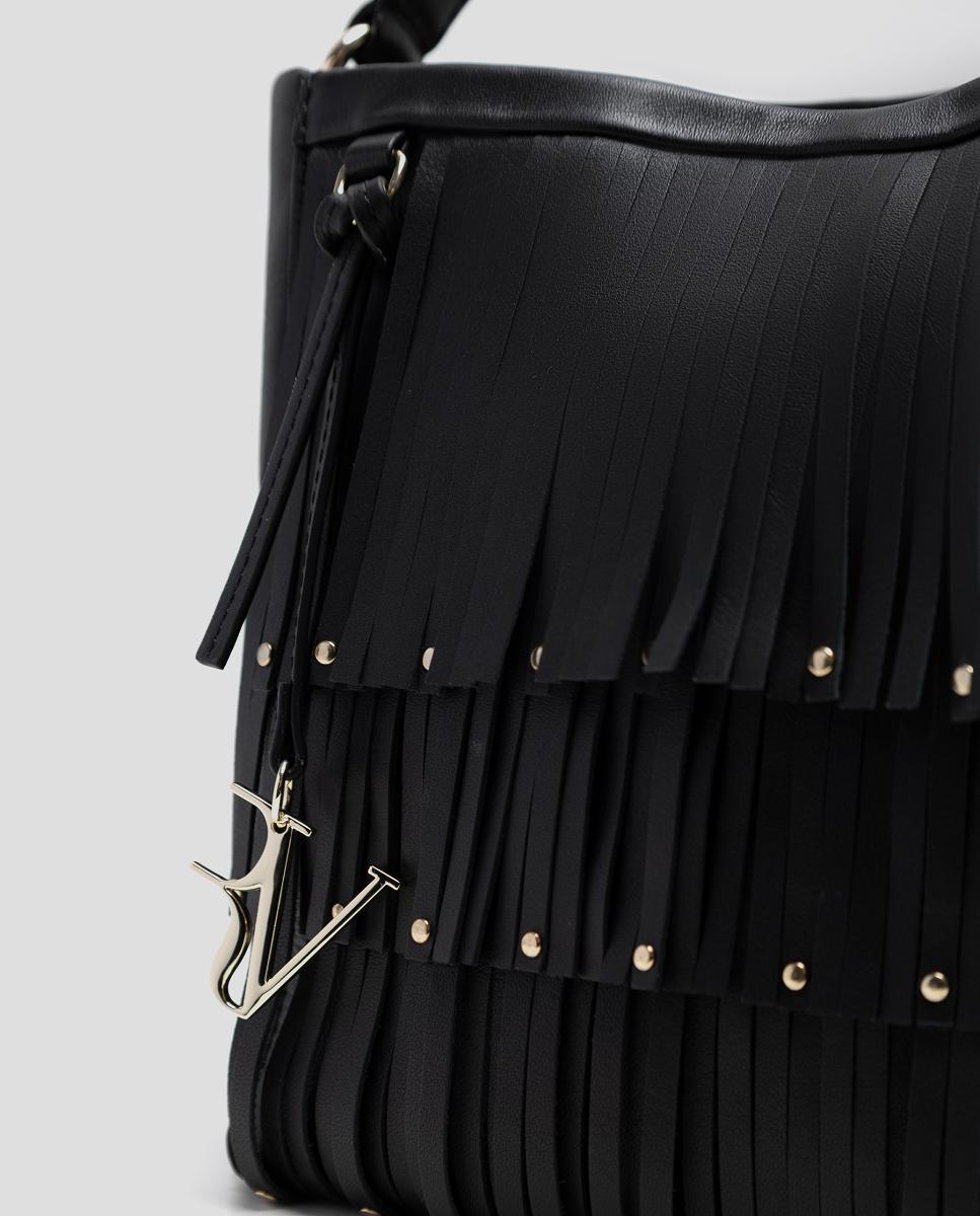Mala Bucket Chloe com Franjas Preto-3