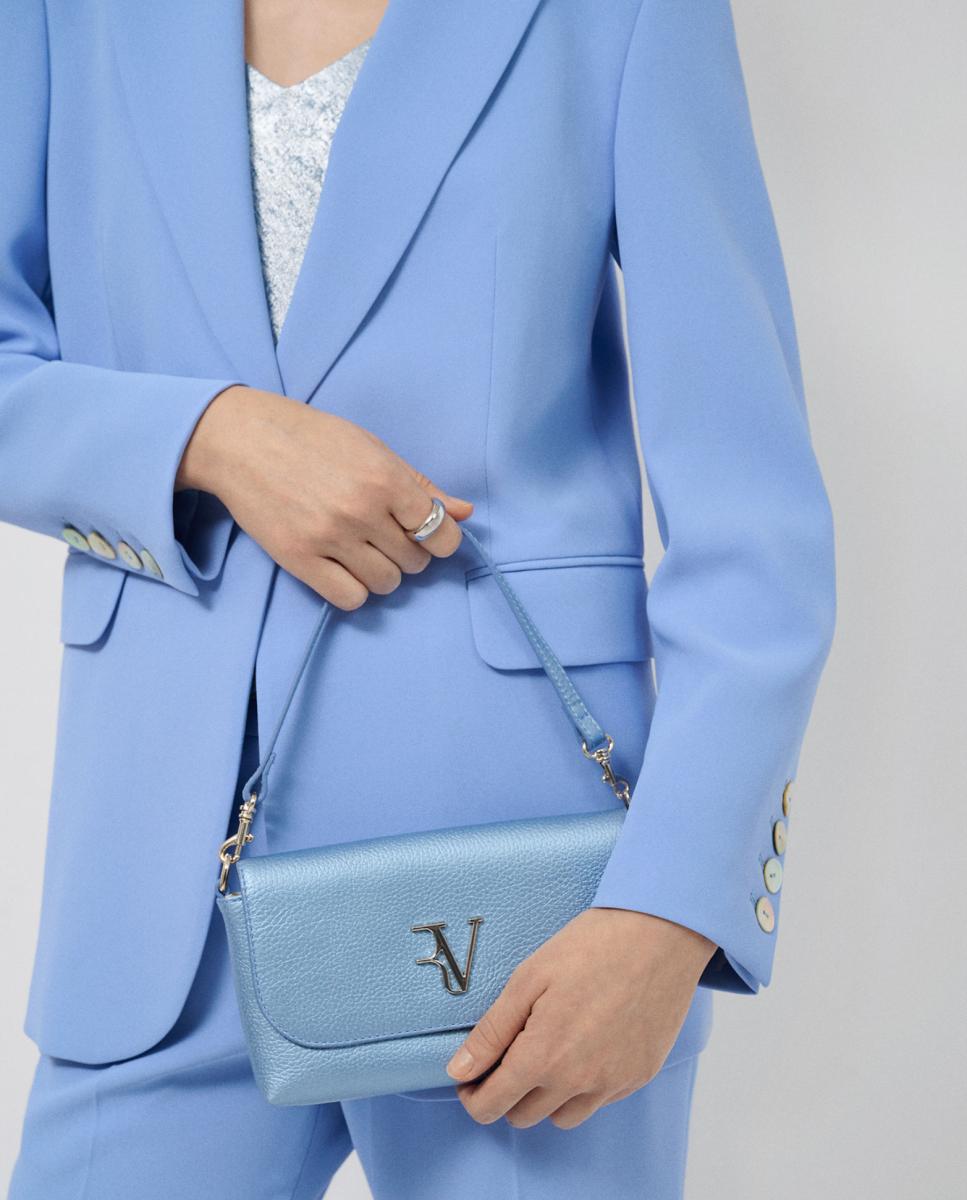 Bolso de mujer de mano Rita Metal - Roberto Verino - Oro Azul claro-2