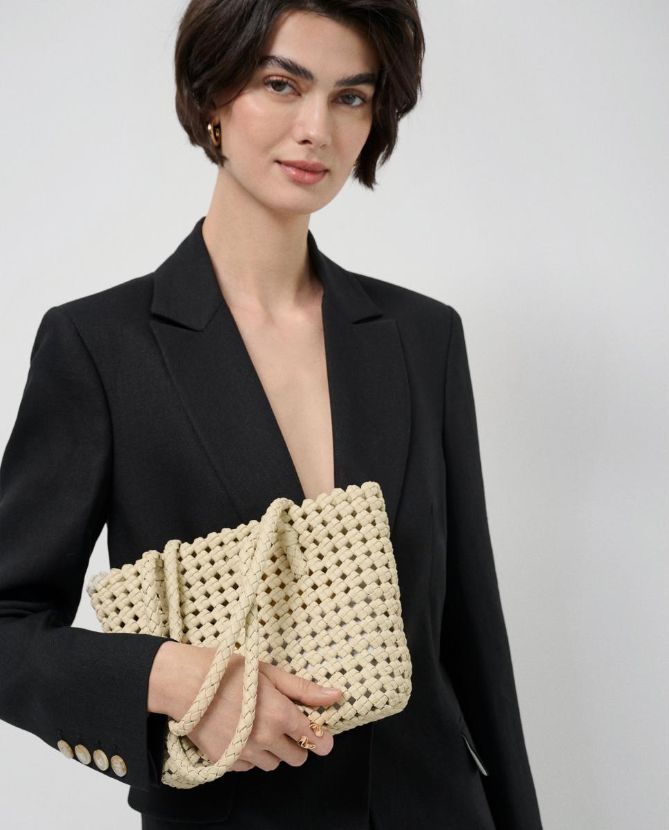 Mala de Ombro Paola Mini Shopper em Pele Atada Cru-2