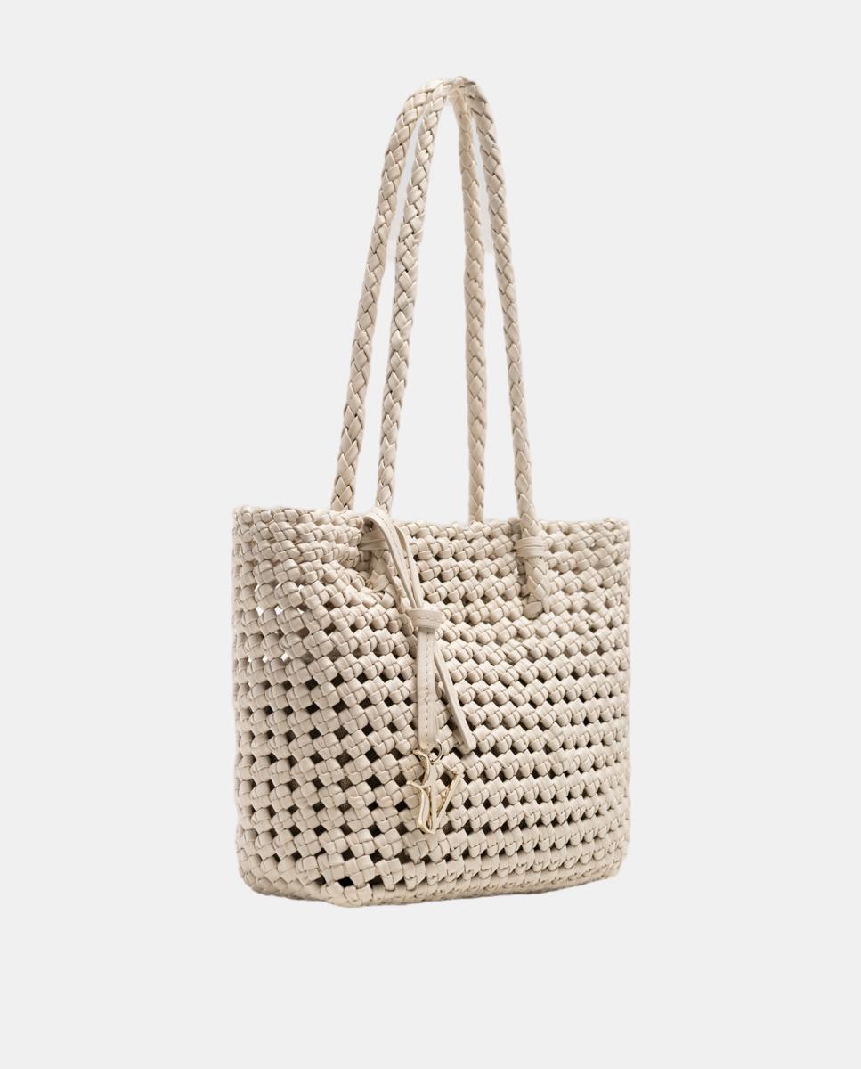 Mala de Ombro Paola Mini Shopper em Pele Atada Cru-3