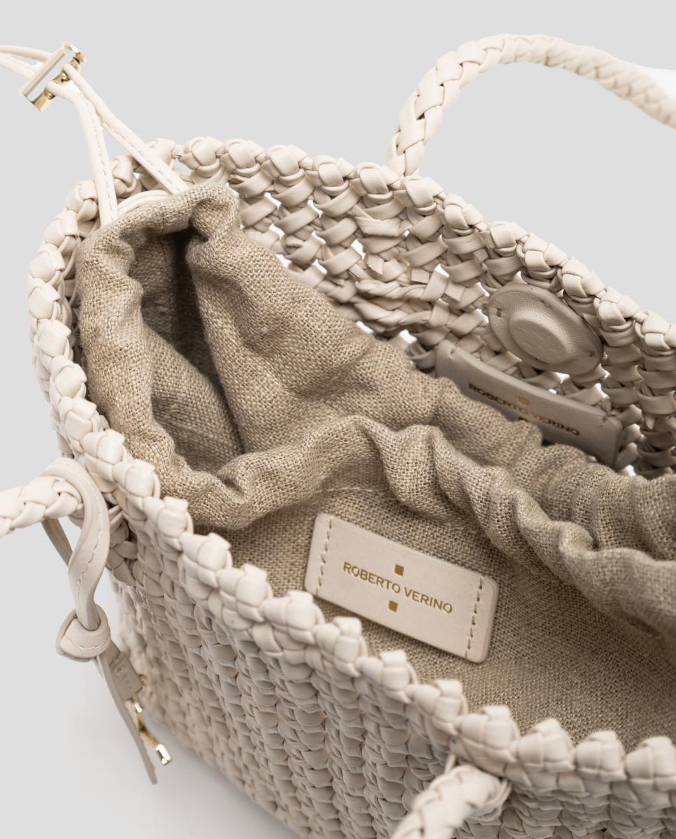 Mala de Ombro Paola Mini Shopper em Pele Atada Cru-6