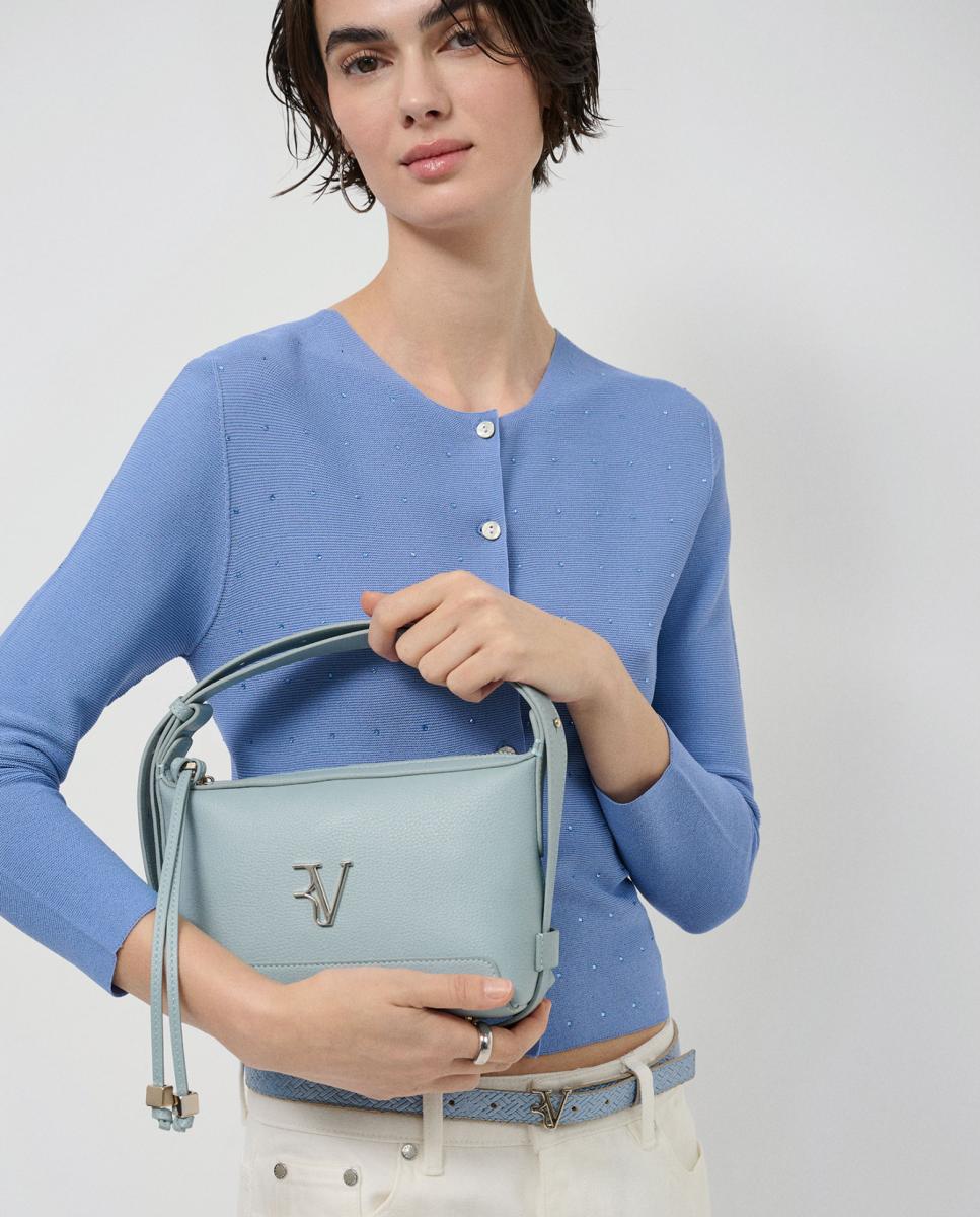 Mala a Tiracolo Lila Mini em Pele Azul-claro-2