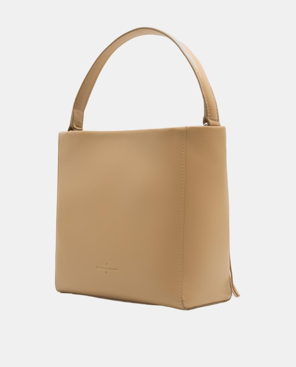 Mala Bucket Chole em Pele com Franjas Castanho-5