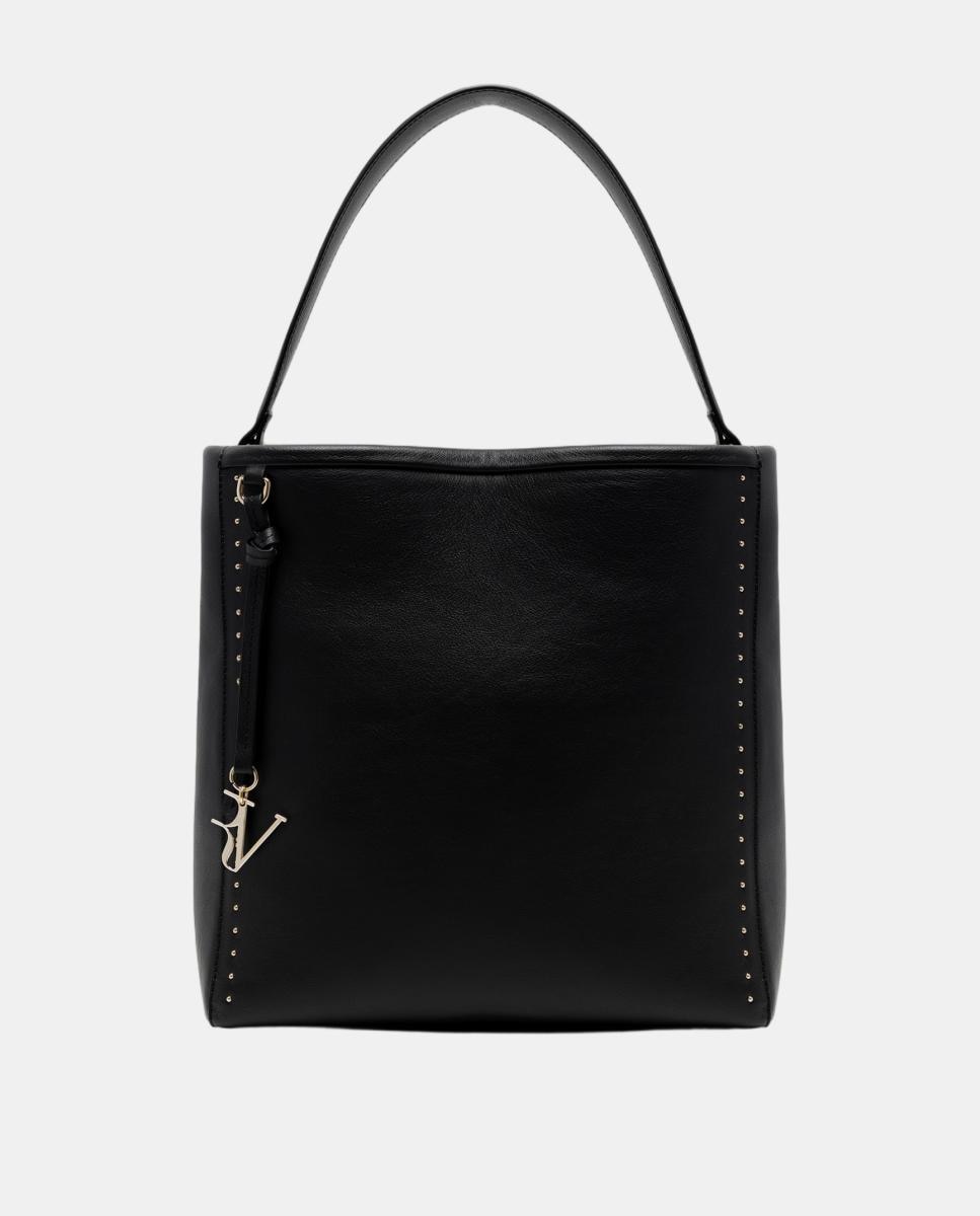 Imagem 0 de Mala de Ombro Victoria Hobo em Pele com Tachas