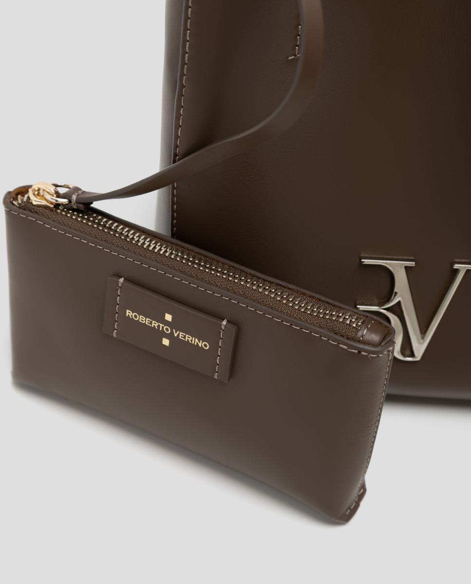 Mala Tipo Tote Bruna Midi em Pele Verde-3