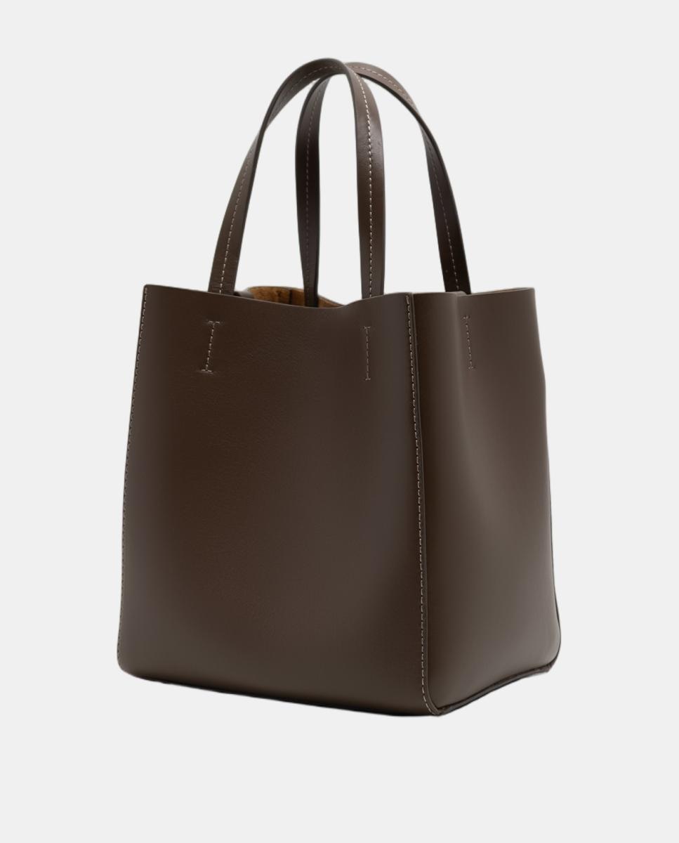 Mala Tipo Tote Bruna Midi em Pele Verde-4