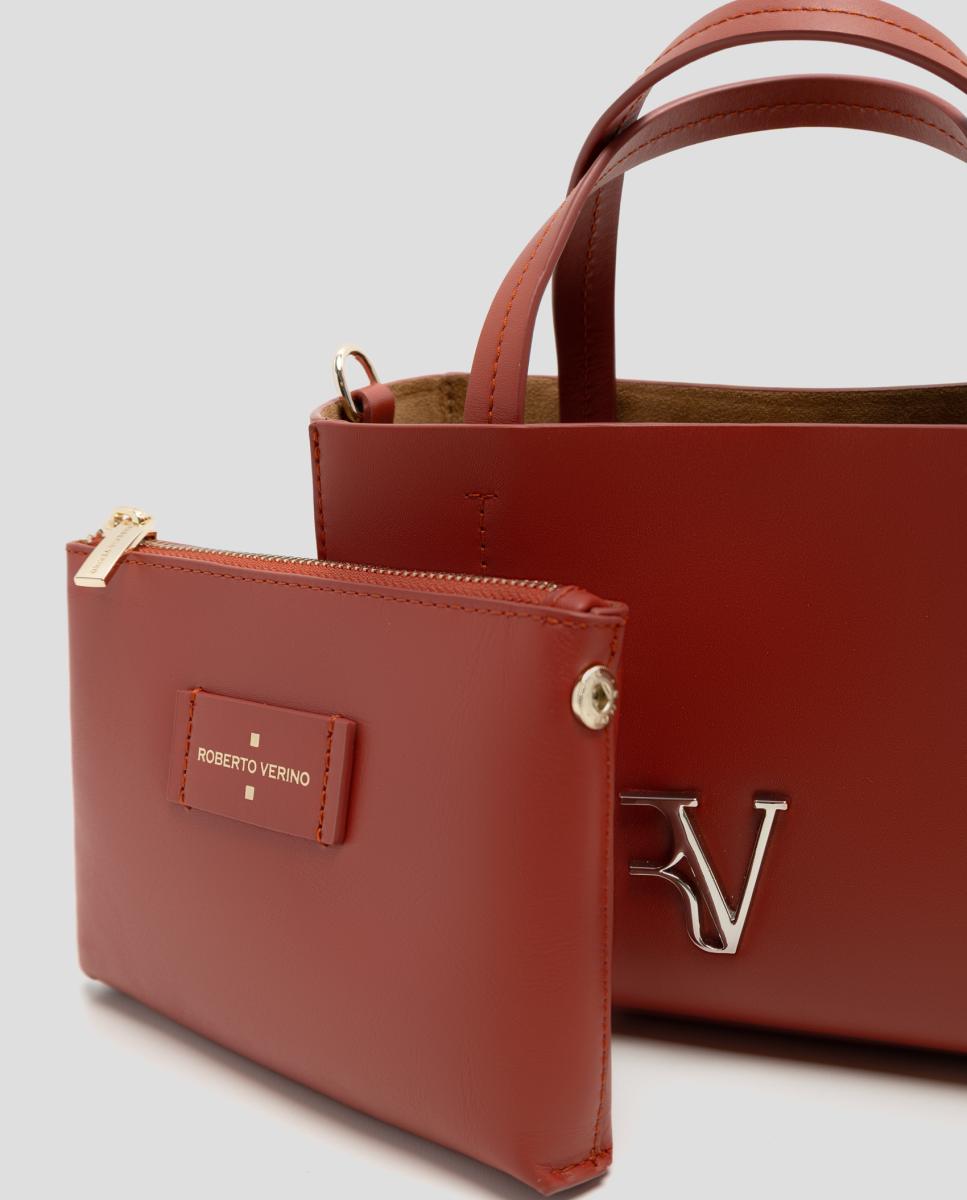 Mala Shopper Bruna Mini em Pele Telha-3