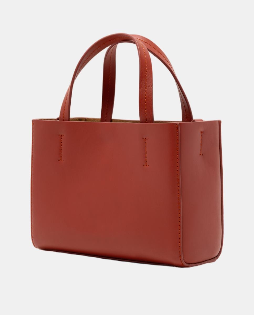 Mala Shopper Bruna Mini em Pele Telha-4