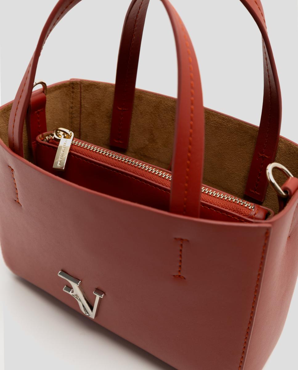 Mala Shopper Bruna Mini em Pele Telha-5