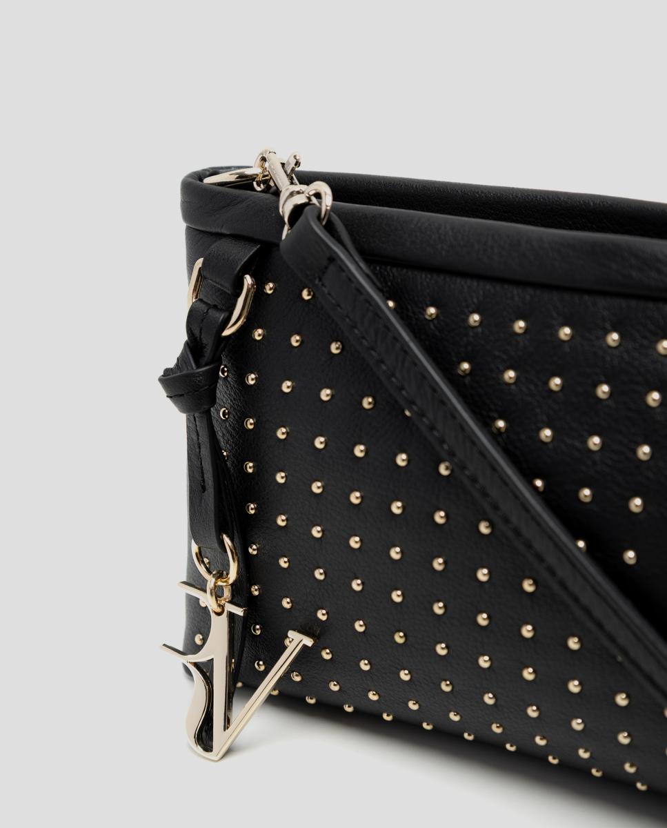 Mala de Mão Victoria Mini em Pele com Tachas Preto-3