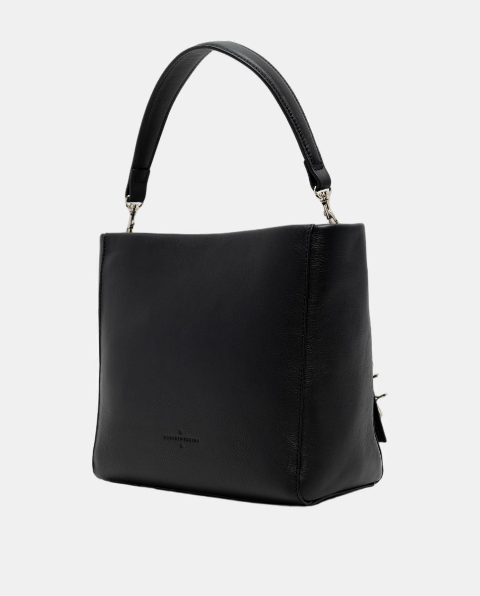 Mala de Mão Victoria Midi em Pele com Tachas Preto-4