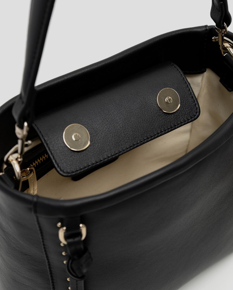 Mala de Mão Victoria Midi em Pele com Tachas Preto-5