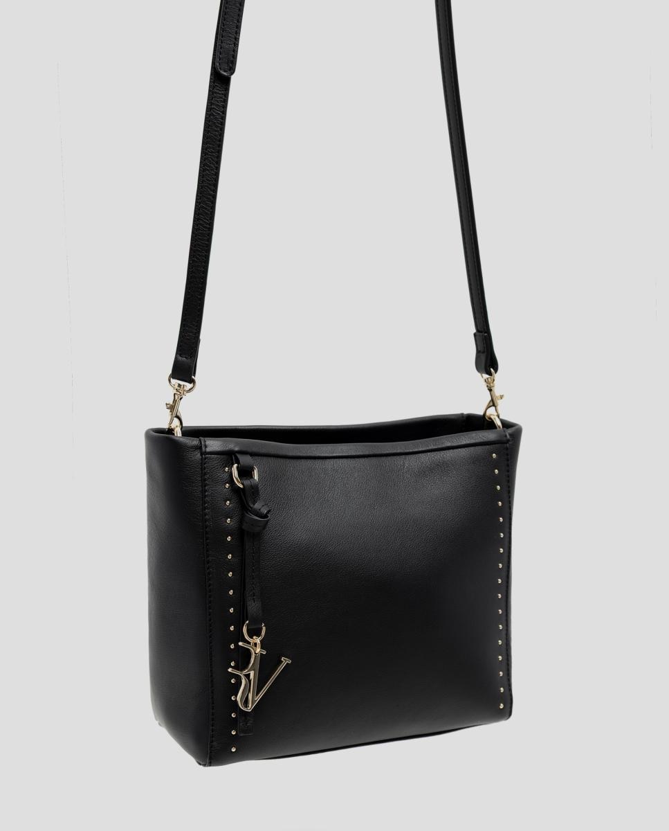 Mala de Mão Victoria Midi em Pele com Tachas Preto-6