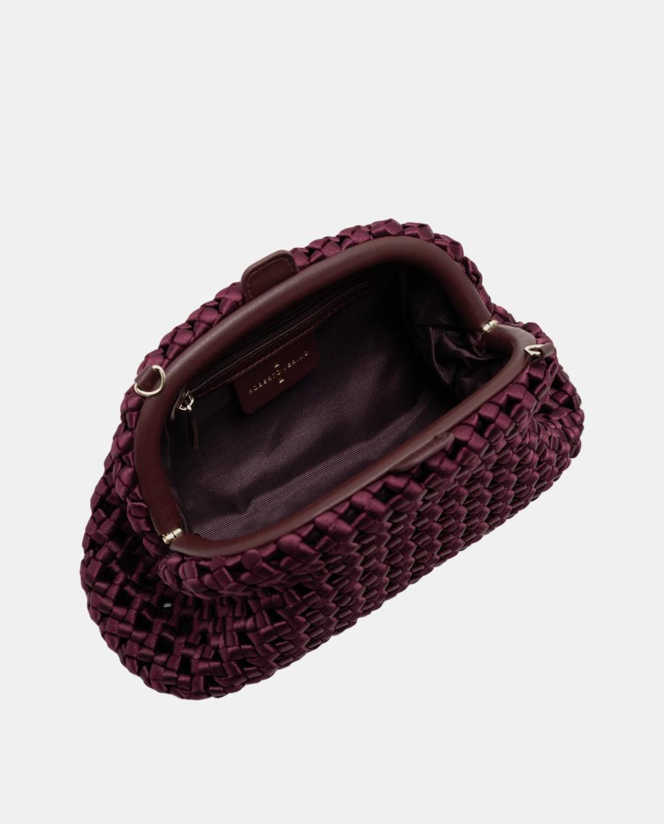 Mala Uma Clutch em Tecido Entrelaçado Grená-5