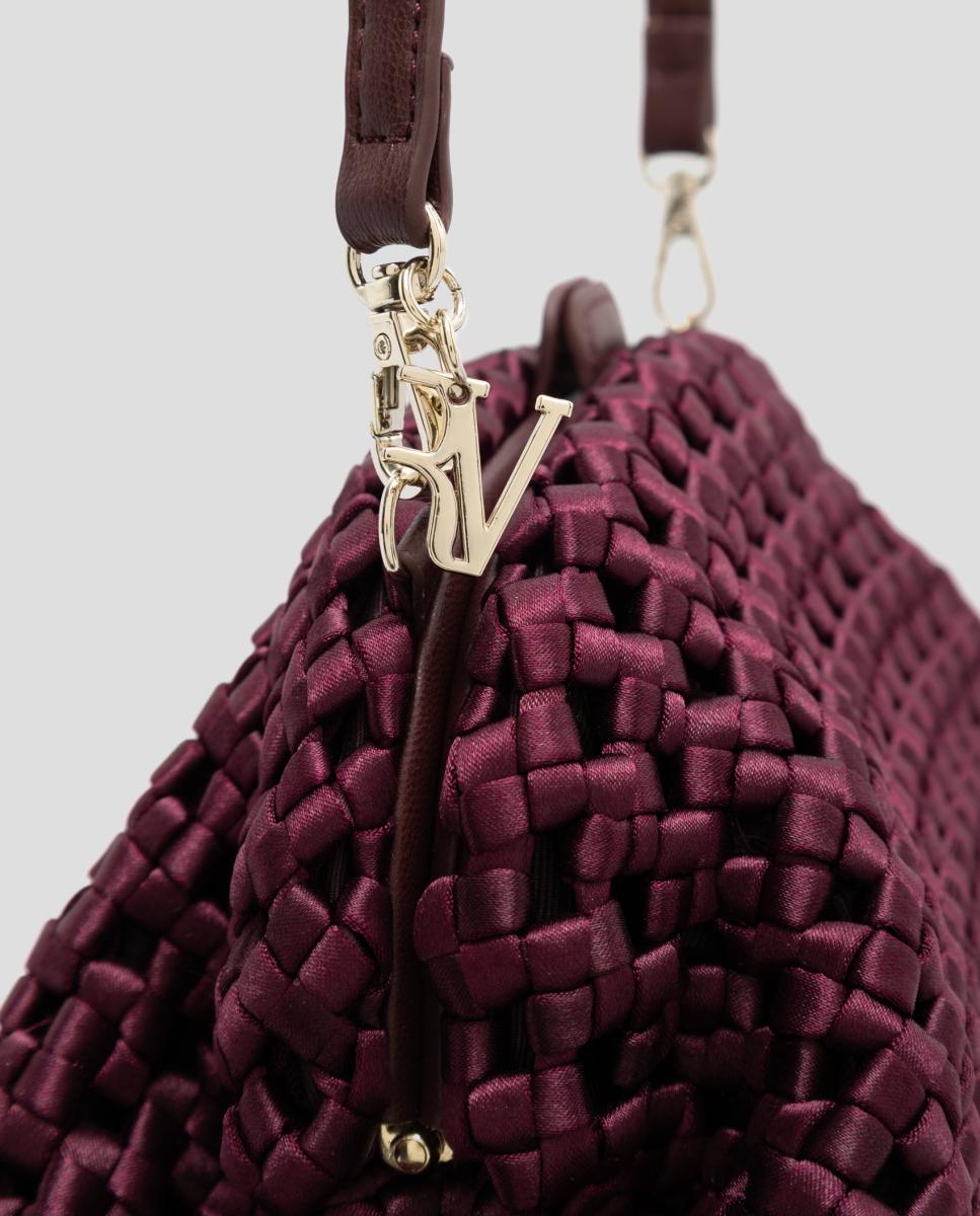 Mala Uma Clutch em Tecido Entrelaçado Grená-6