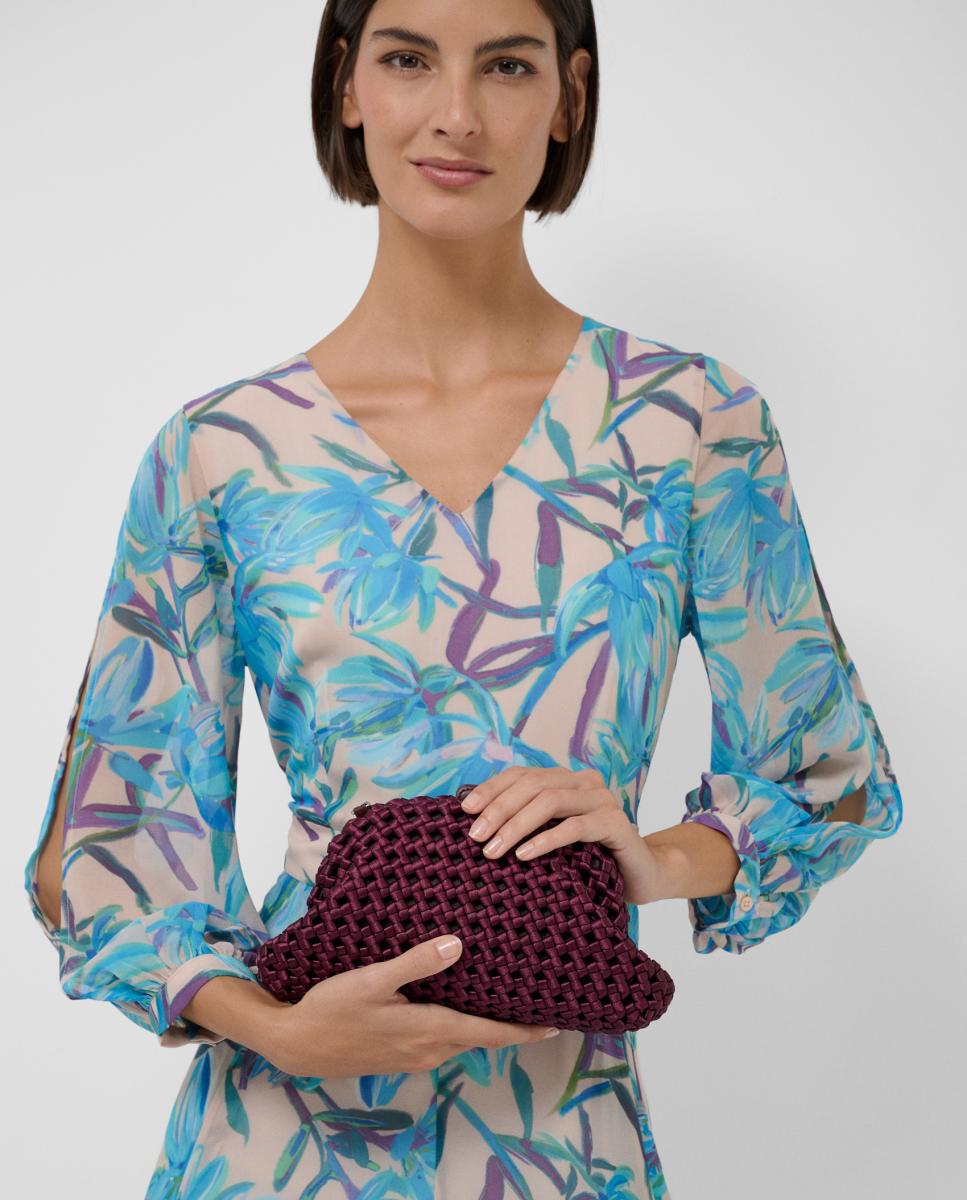 Mala Uma Clutch em Tecido Entrelaçado Grená-7