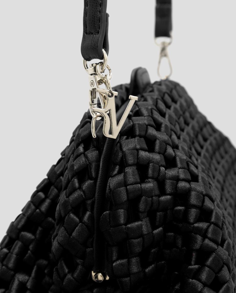 Mala Uma Clutch em Tecido Entrelaçado Preto-6