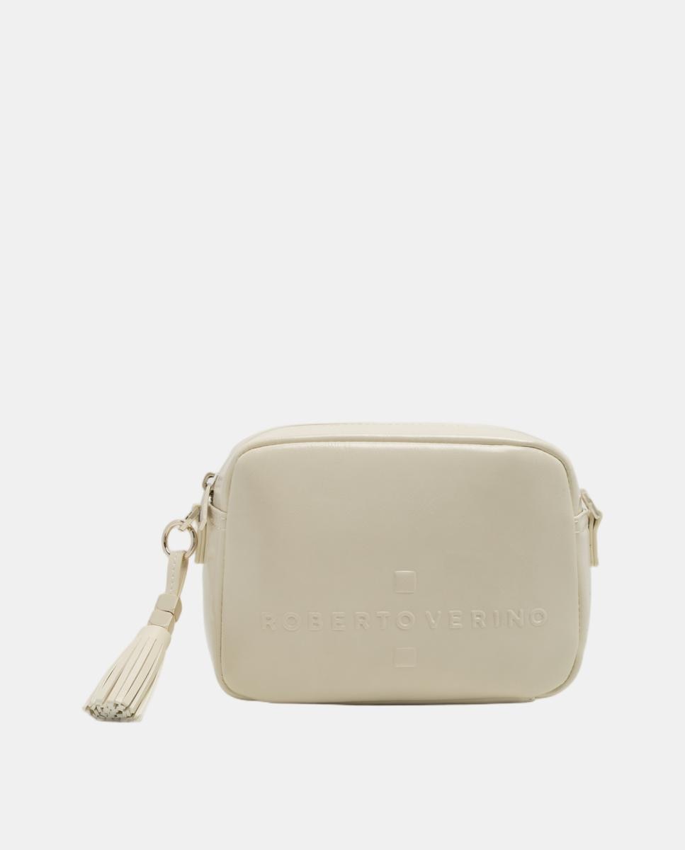 Bolso bandolera de mujer Bazin craquelado - Roberto Verino - Blanco hielo Blanco hielo-1