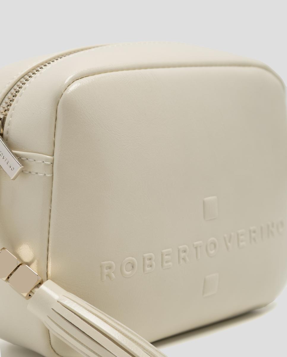 Bolso bandolera de mujer Bazin craquelado - Roberto Verino - Blanco hielo Blanco hielo-3