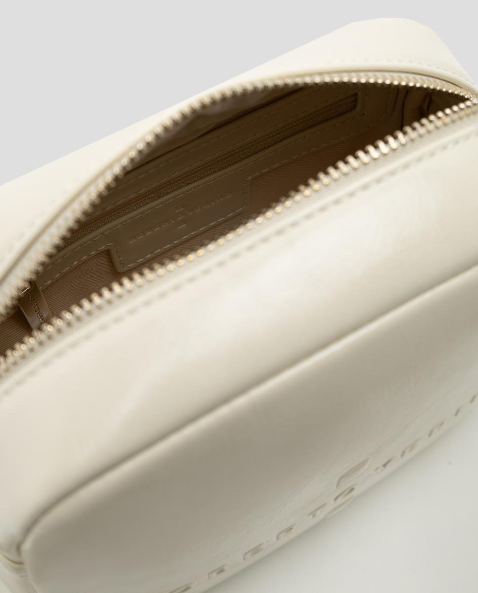 Bolso bandolera de mujer Bazin craquelado - Roberto Verino - Blanco hielo Blanco hielo-5