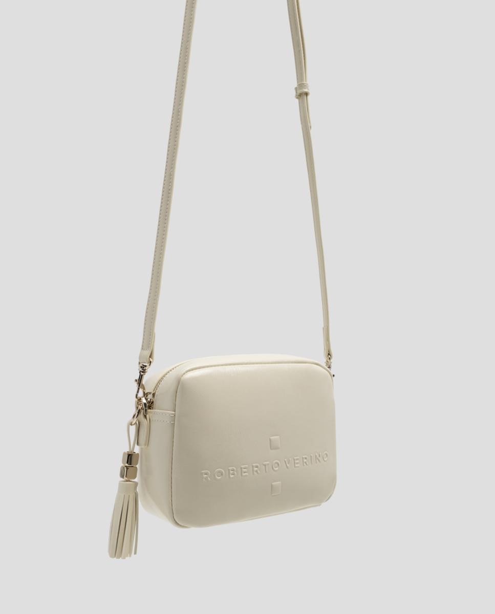 Bolso bandolera de mujer Bazin craquelado - Roberto Verino - Blanco hielo Blanco hielo-6