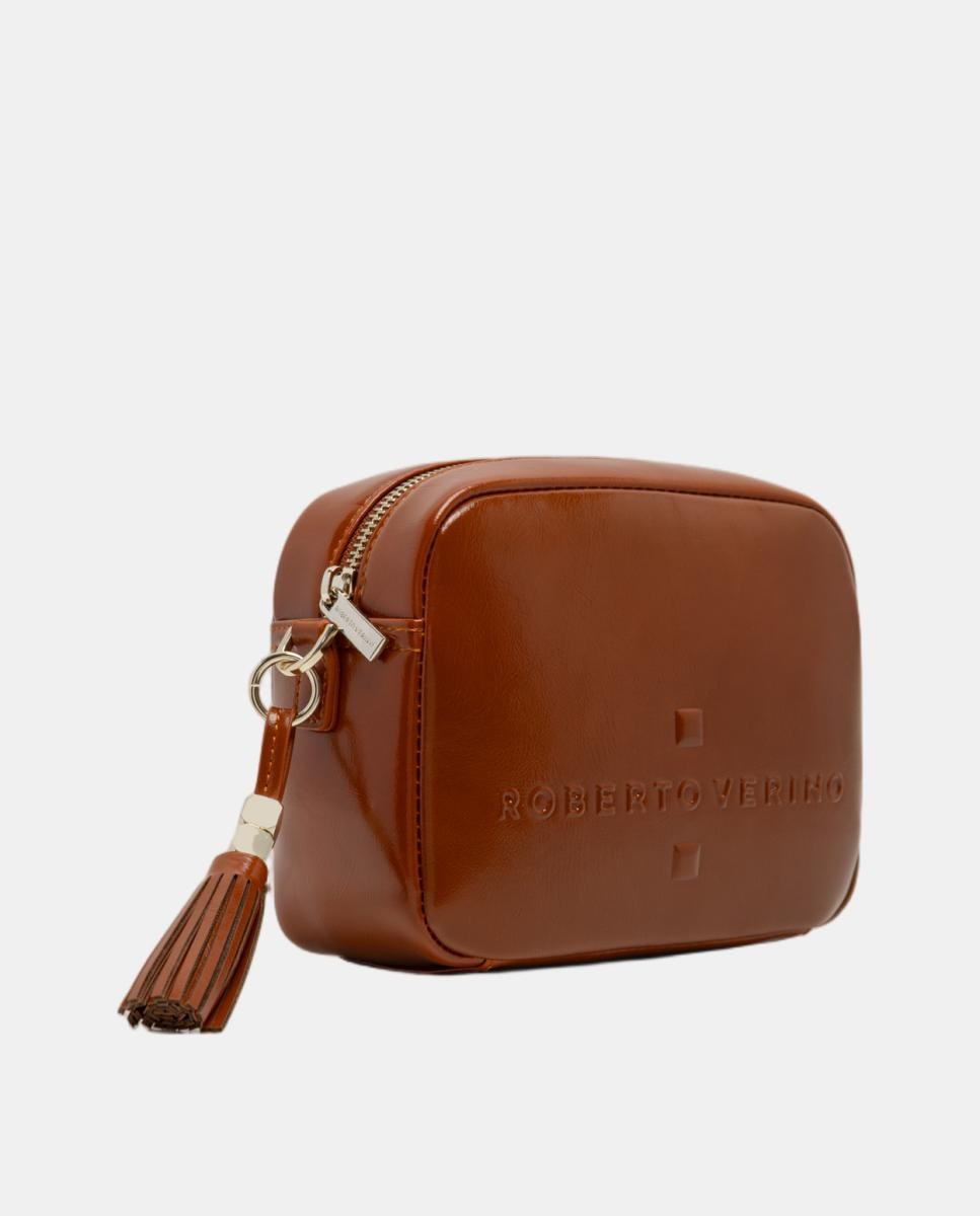 Bolso bandolera de mujer Bazin craquelado - Roberto Verino - Marrón claro Marrón claro-2