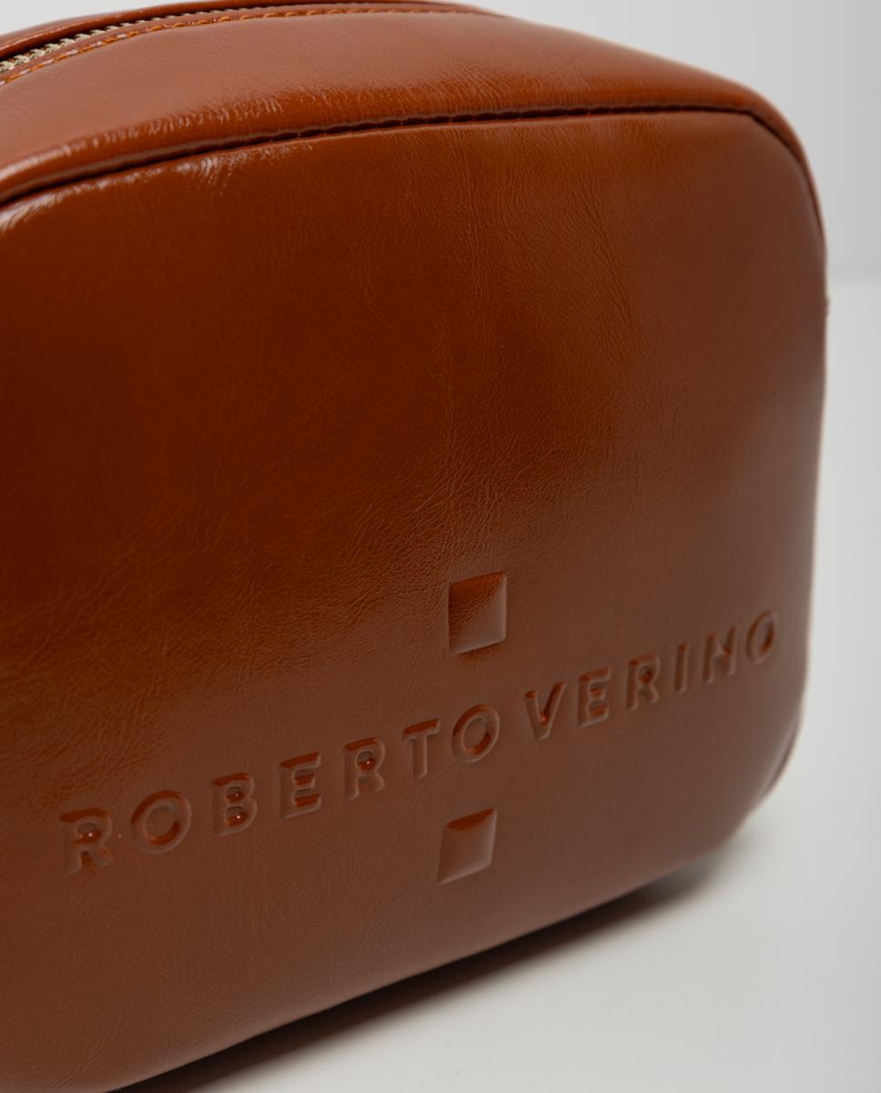 Bolso bandolera de mujer Bazin craquelado - Roberto Verino - Marrón claro Marrón claro-3