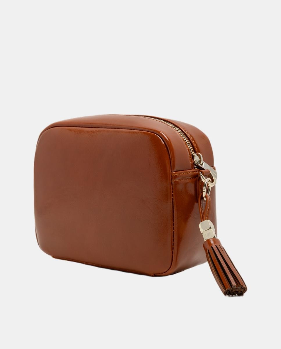 Bolso bandolera de mujer Bazin craquelado - Roberto Verino - Marrón claro Marrón claro-4