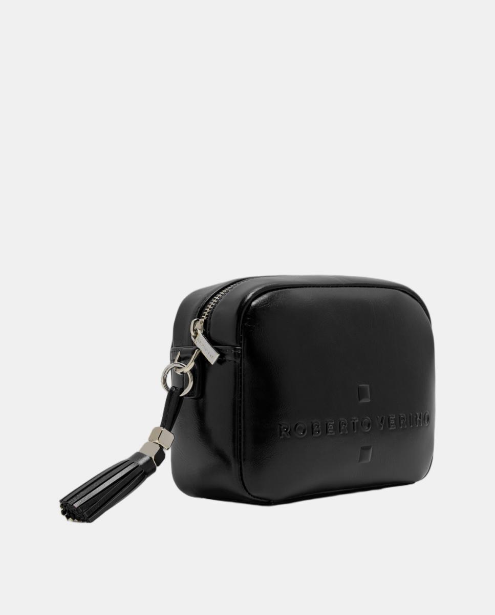 Bolso bandolera de mujer Bazin craquelado - Roberto Verino - Negro Negro-2