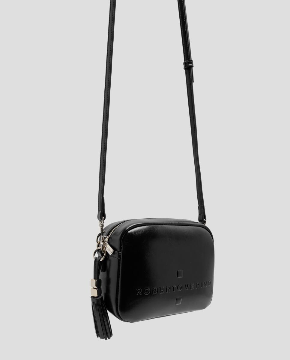 Bolso bandolera de mujer Bazin craquelado - Roberto Verino - Negro Negro-6