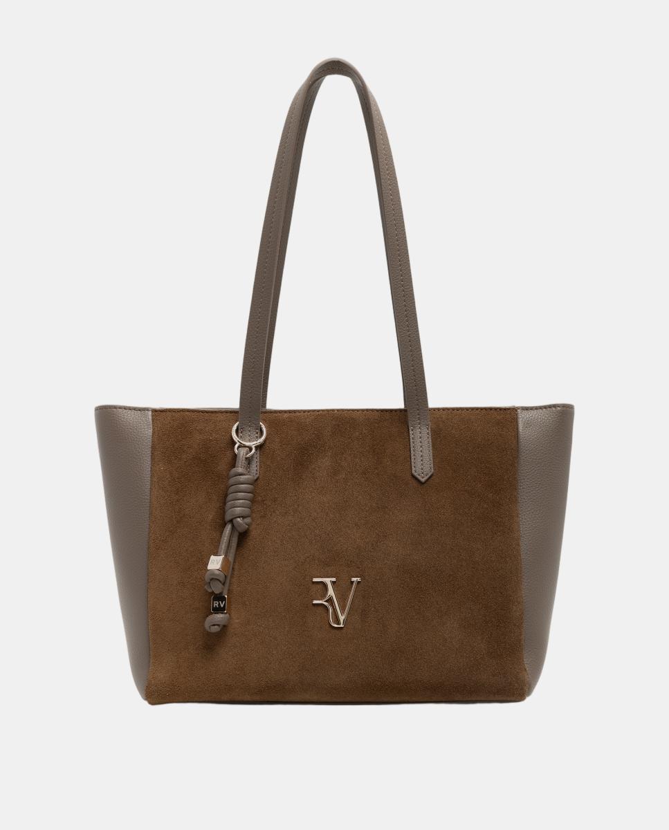 Imagem 0 de Mala Shopper María Maxi em Pele e Camurça