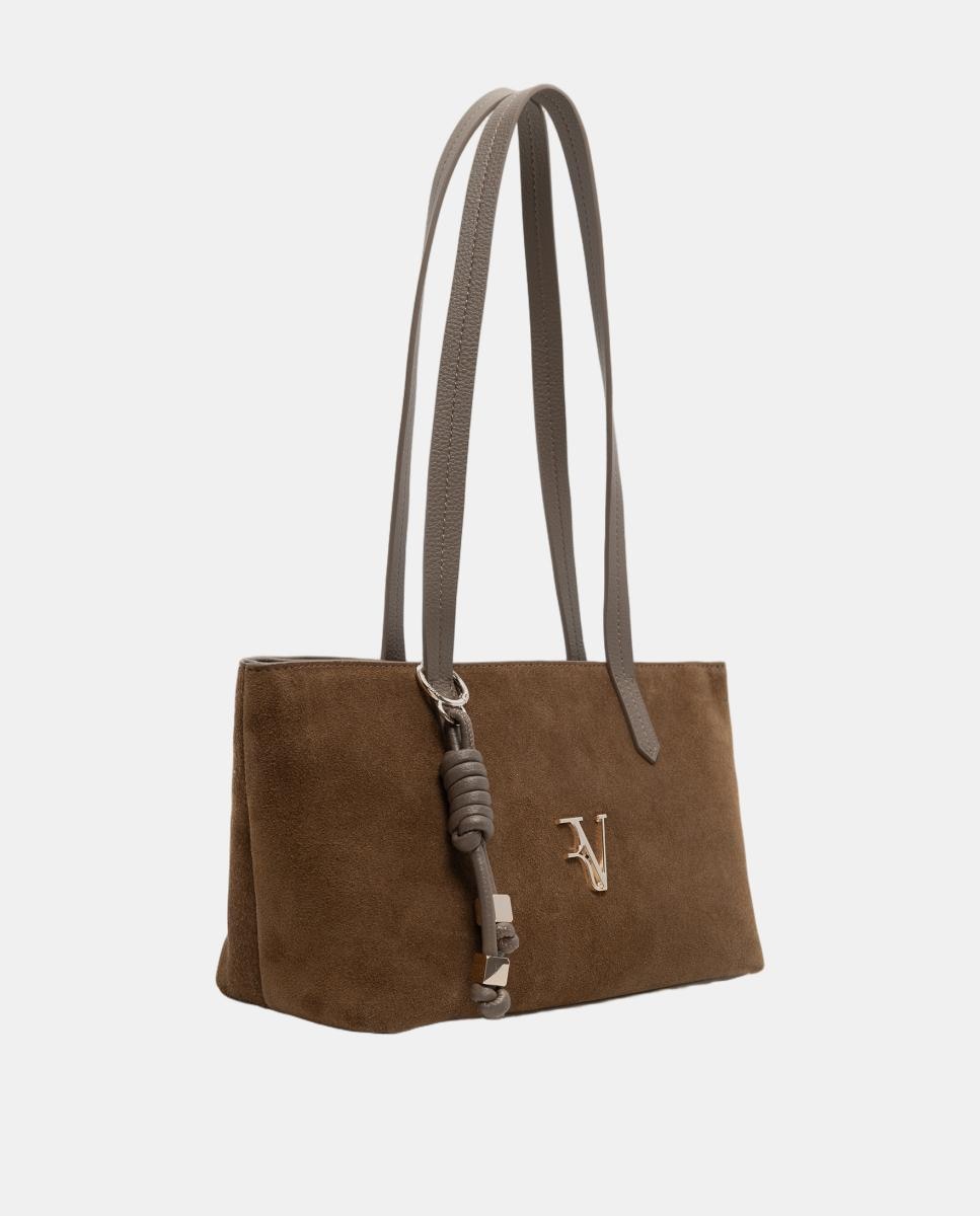 Bolso de mujer María Midi piel y ante - Roberto Verino - Marrón claro Marrón claro-2