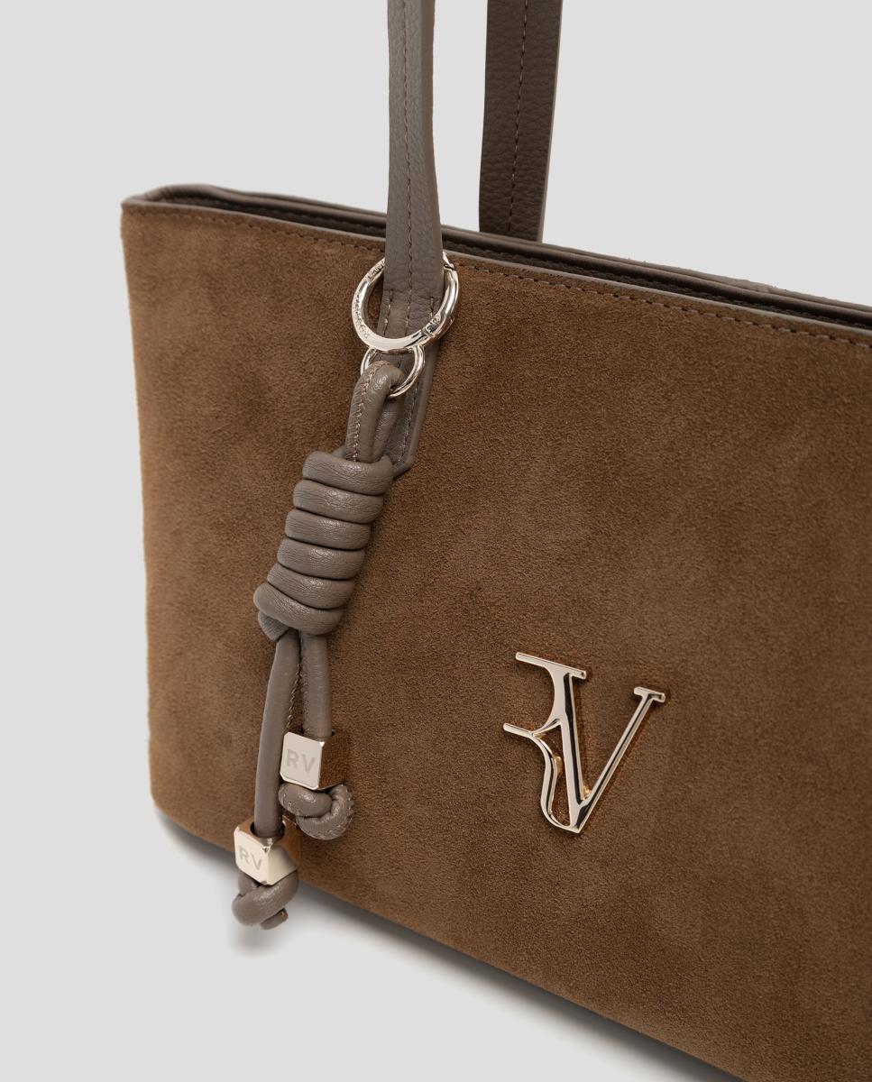 Bolso de mujer María Midi piel y ante - Roberto Verino - Marrón claro Marrón claro-3