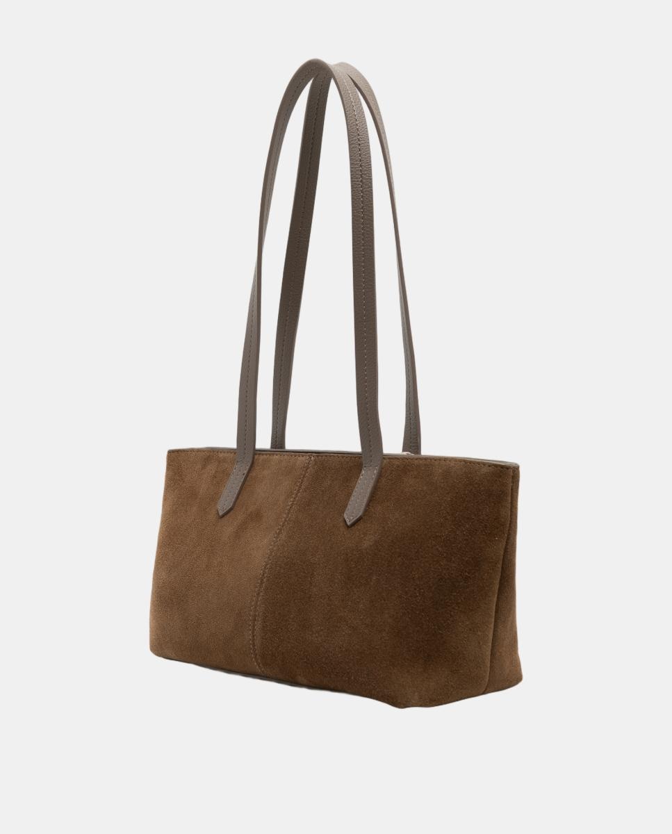 Bolso de mujer María Midi piel y ante - Roberto Verino - Marrón claro Marrón claro-4