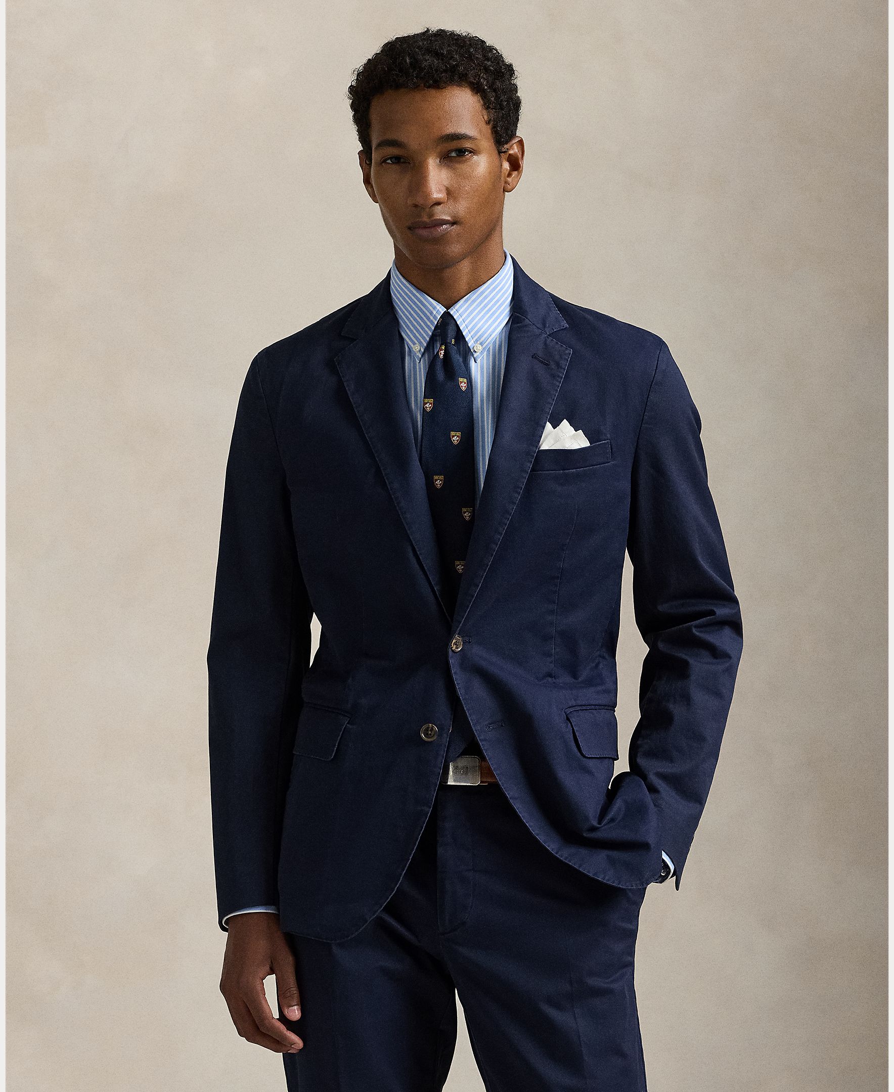 Blazer de Algodão Regular Fit Azul-marinho-3