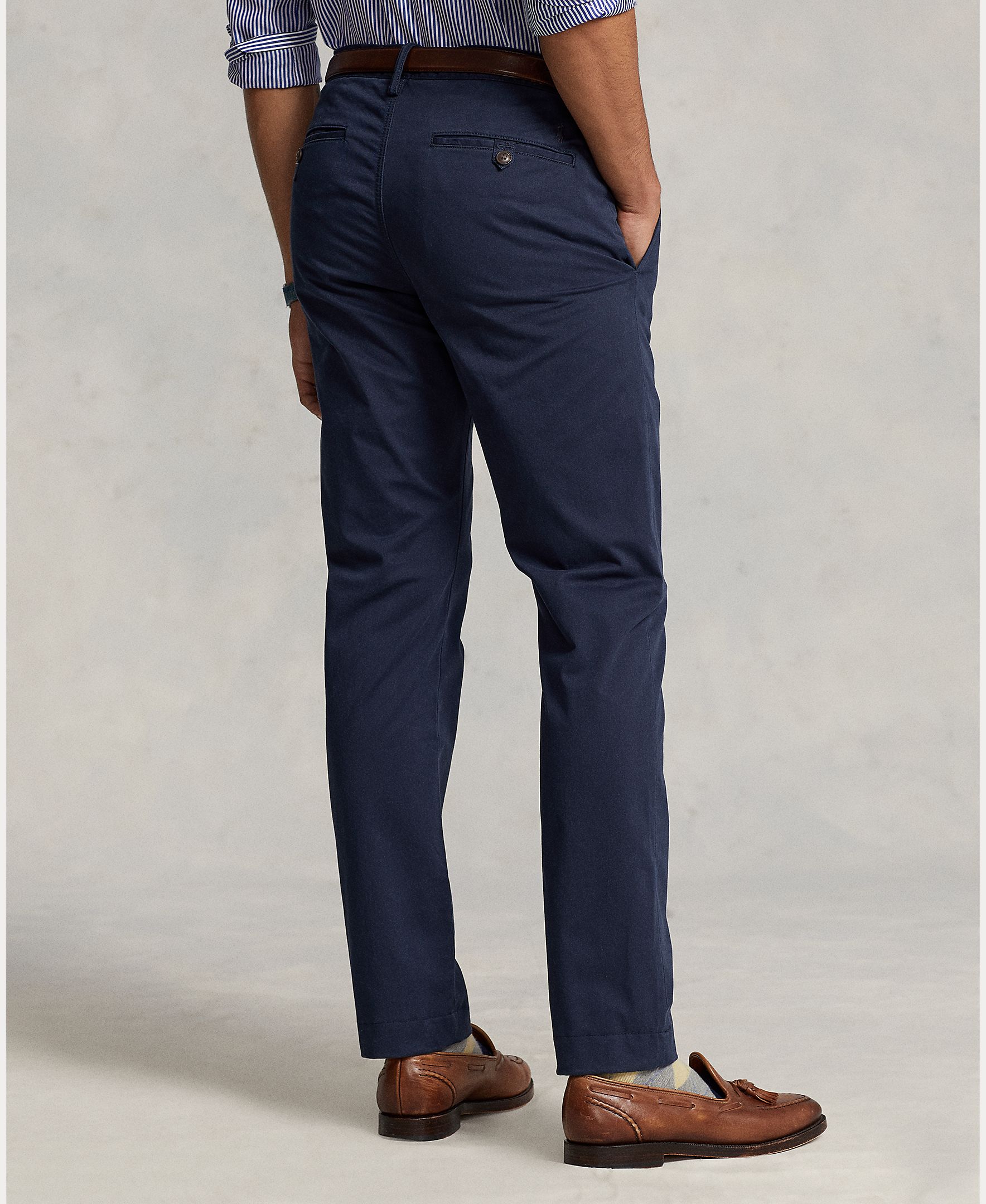 Calças Chino Elásticas Slim Fit com Lavagem Azul Melange-4