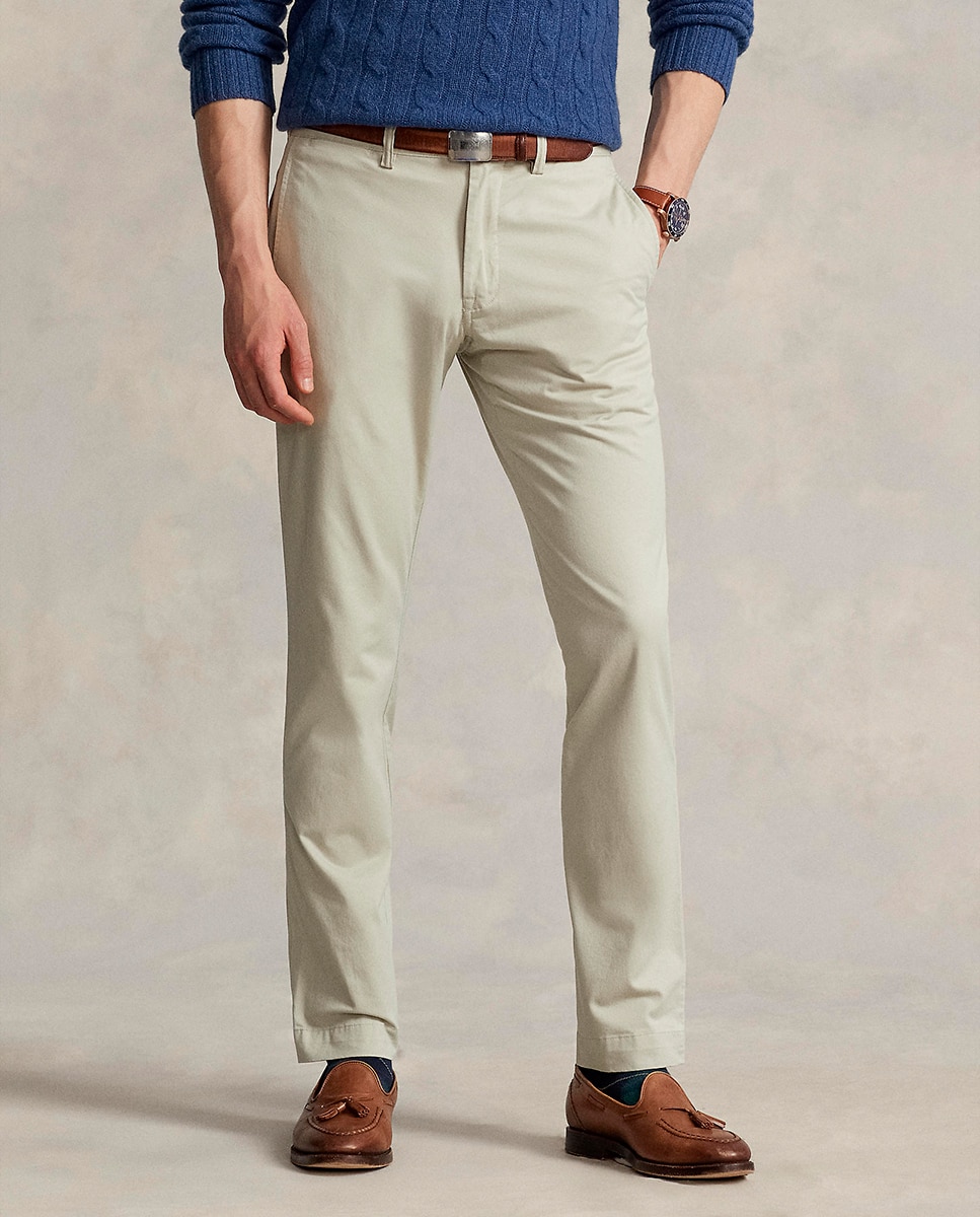 Calças Chino Elásticas Slim Fit com Lavagem Pedra-2