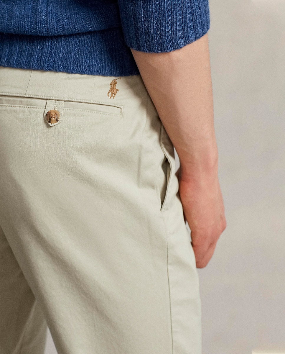 Calças Chino Elásticas Slim Fit com Lavagem Pedra-4