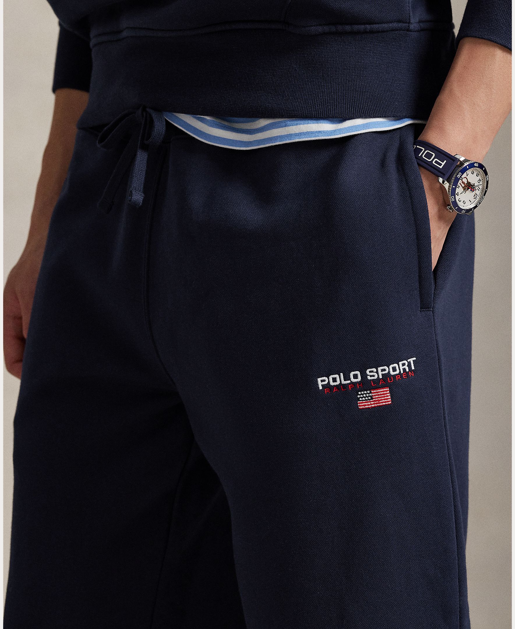 Calças de Fato de Treino Polo Sport de Felpa Azul-marinho-5
